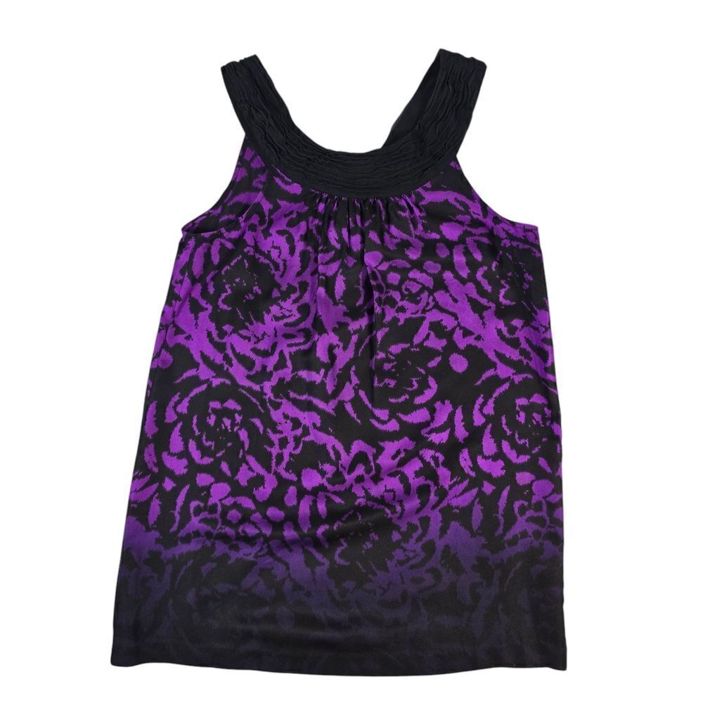 Kensie Purple and Black Abstract Tank Top with Silky Sheen